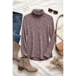 Banana‎ Republic Luxespun Heathered Burgundy Long Sleeve mock Turtleneck Top M